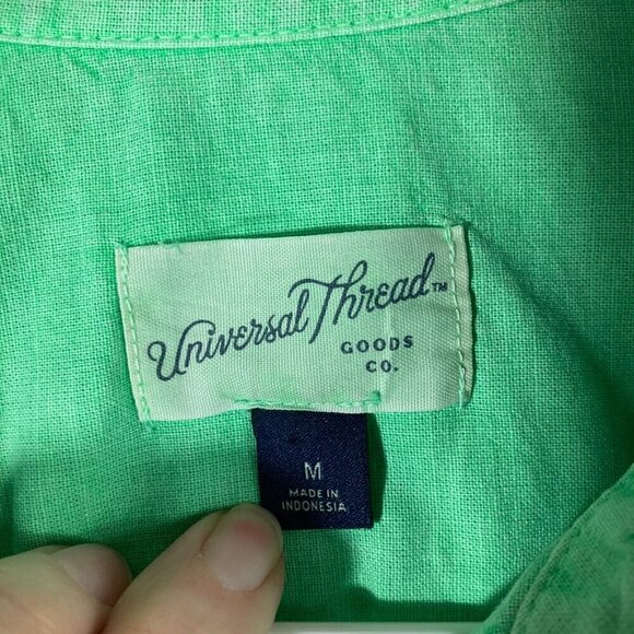 Womens Universal Thread Long Sleeve Cropped Button Shirt Green M - Picture 5 of 5